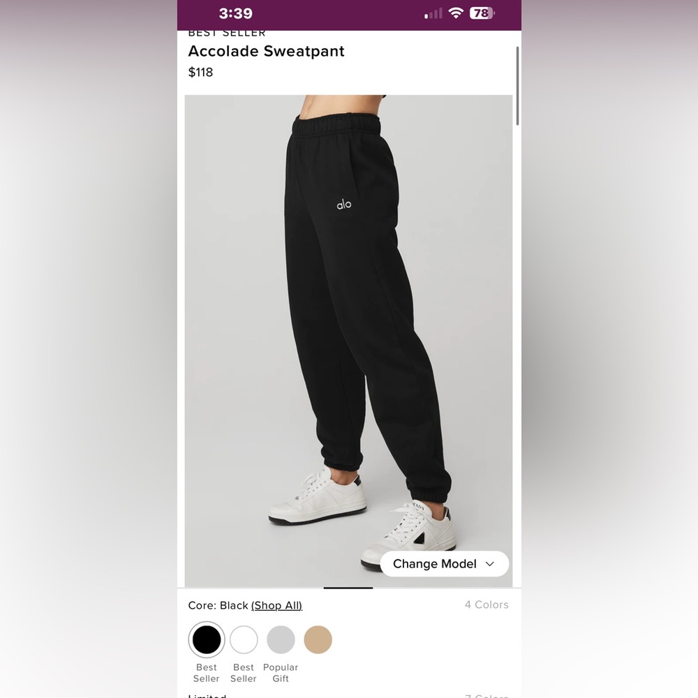 Alo accolade black sweatpants size small worn once